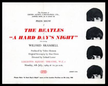 Hard Days Night Press Show Ticket